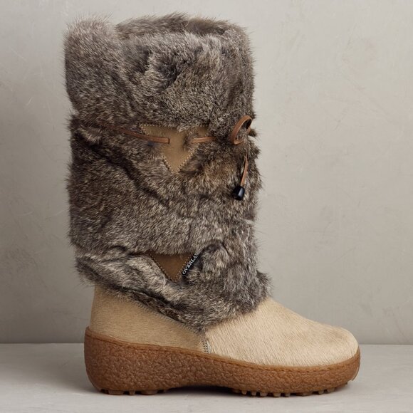 OSCAR SPORT Anna Wool-Lined Rabbit Fur Boots, Size 39 (8.5/9) - Picture 3 of 15